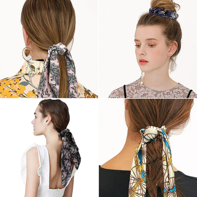 Custom Satin Silk Elastic Hair Bands For Ladies Girls